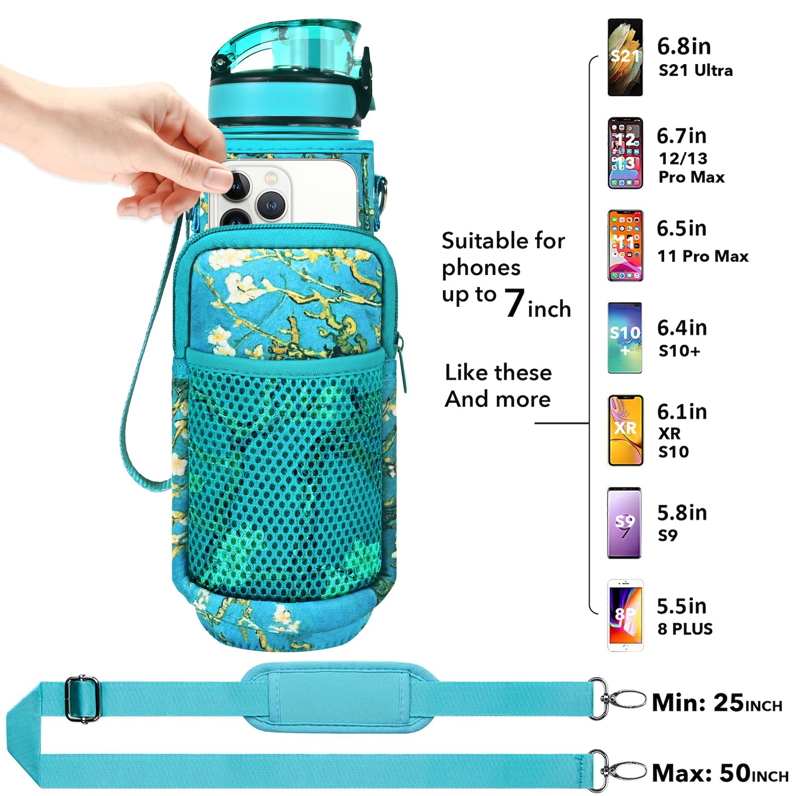 32 Oz Water Bottles With Straw & Strap, Motivational Water Bottles With Times To Drink, Bpa Free Reusable Sports Water Bottle Wi